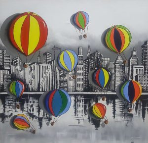 Balões sobre a Cidade Monocromática